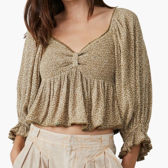 Free People NWT | Brittnee Printed Crop Top Toffee Nut | XS - Picture 10 of 11